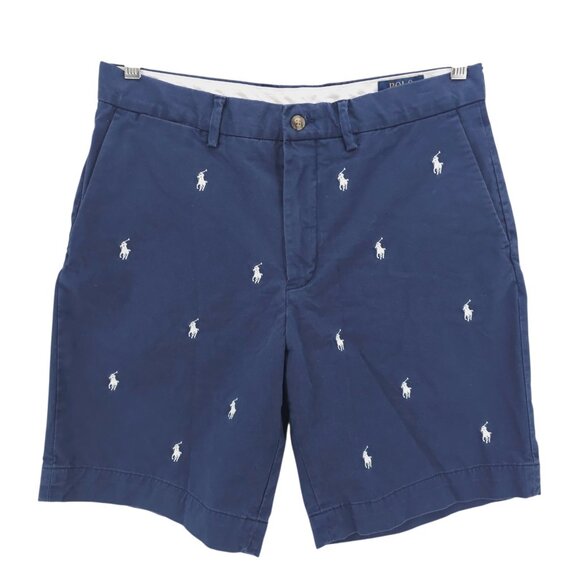 POLO RALPH LAUREN Blue Shorts All Over Pony Stretch Classic Fit Chino Size 32 - Picture 1 of 7